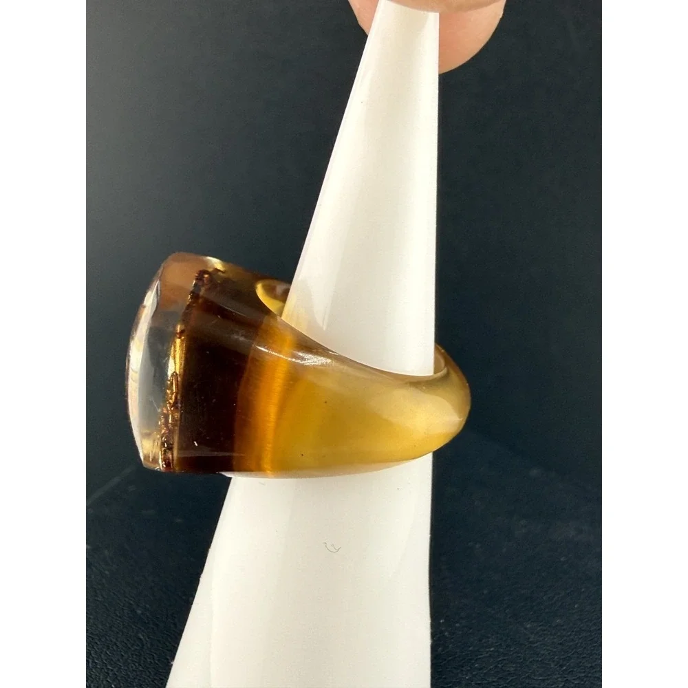 Scorpion Amber Resin Statement Ring - Honey Amber Tone